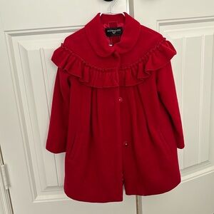 Monnalisa Girl’s Red Ruffle Classic Coat